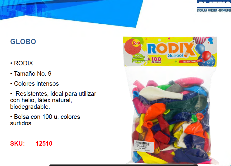 GLOBOS RODIX SURTIDOS 9" X100