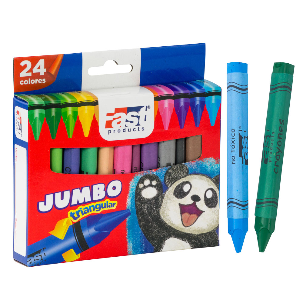 CRAYONES DE CERA 24 COLORES JUMBO TRIANGULAR T224